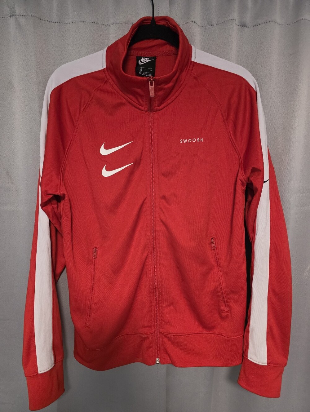 Nike Red and White Double Swoosh Track Jacket - Men's Small